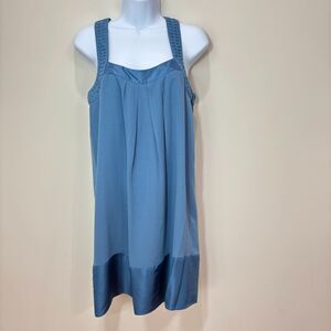 Banana Republic Silk Dress S Chiffon Blue Sheath Racerback Wedding Cocktails